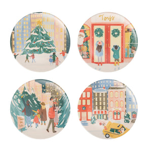 City Christmas Scene Reusable Bamboo Plates (set of 4!)