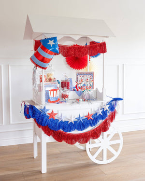 Blue and Red Fringed Scallop Banner Set