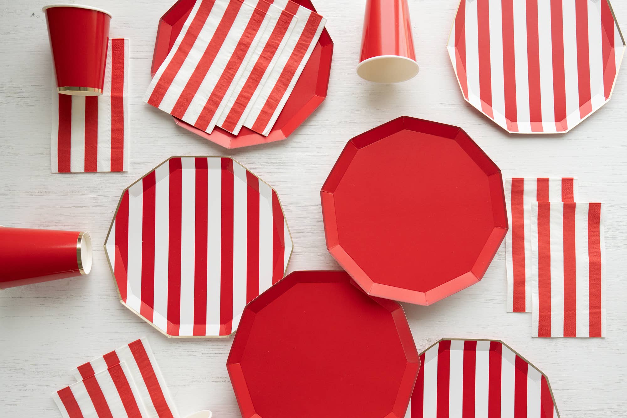 Cherry Red Cabana Stripe Plates