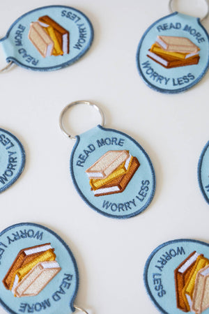 Read More, Worry Less Embroidered Keychain