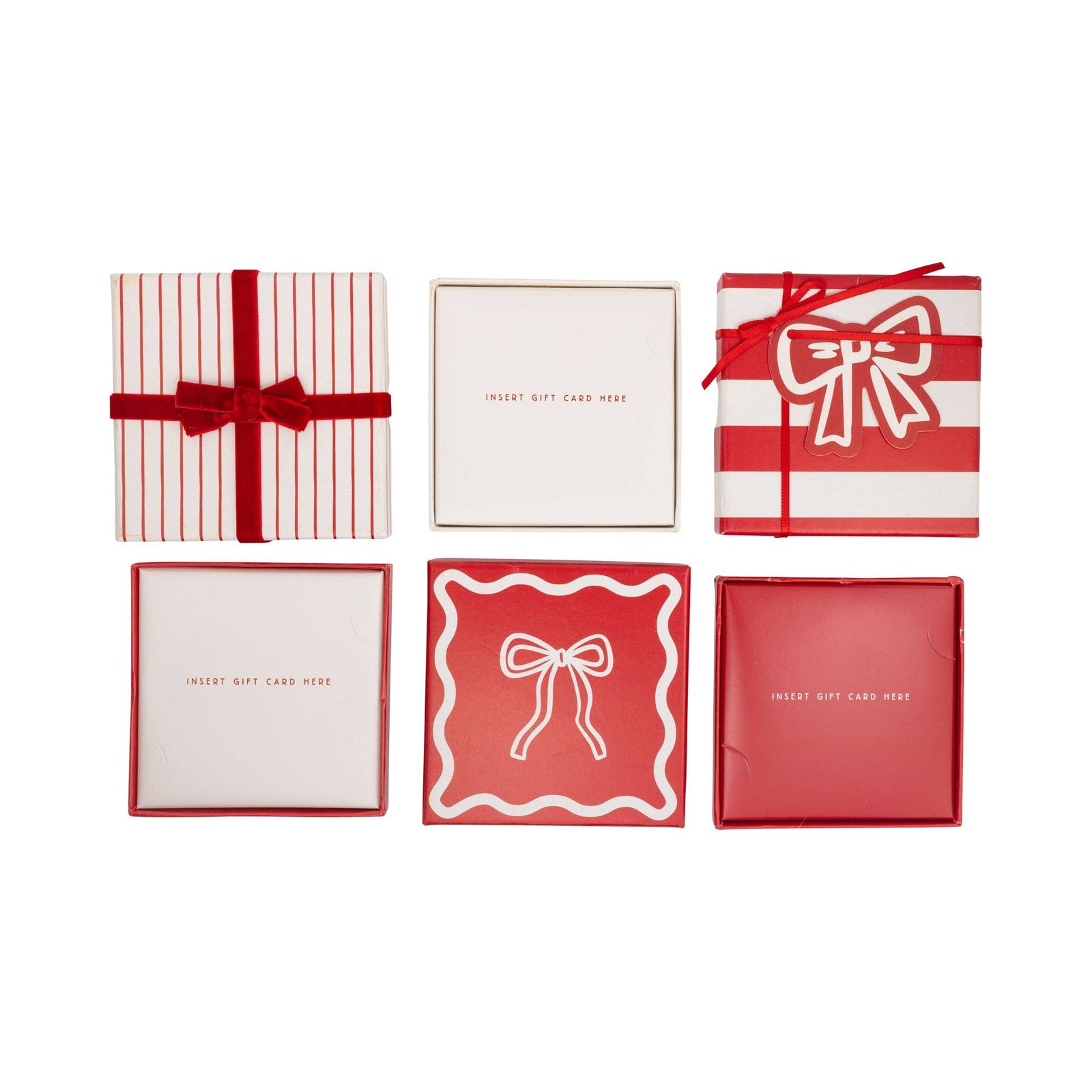 Red Stripe Bows Gift Card Boxes