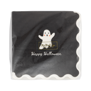 Happy Halloween Ghost Scallop Cocktail Napkin