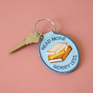 Read More, Worry Less Embroidered Keychain