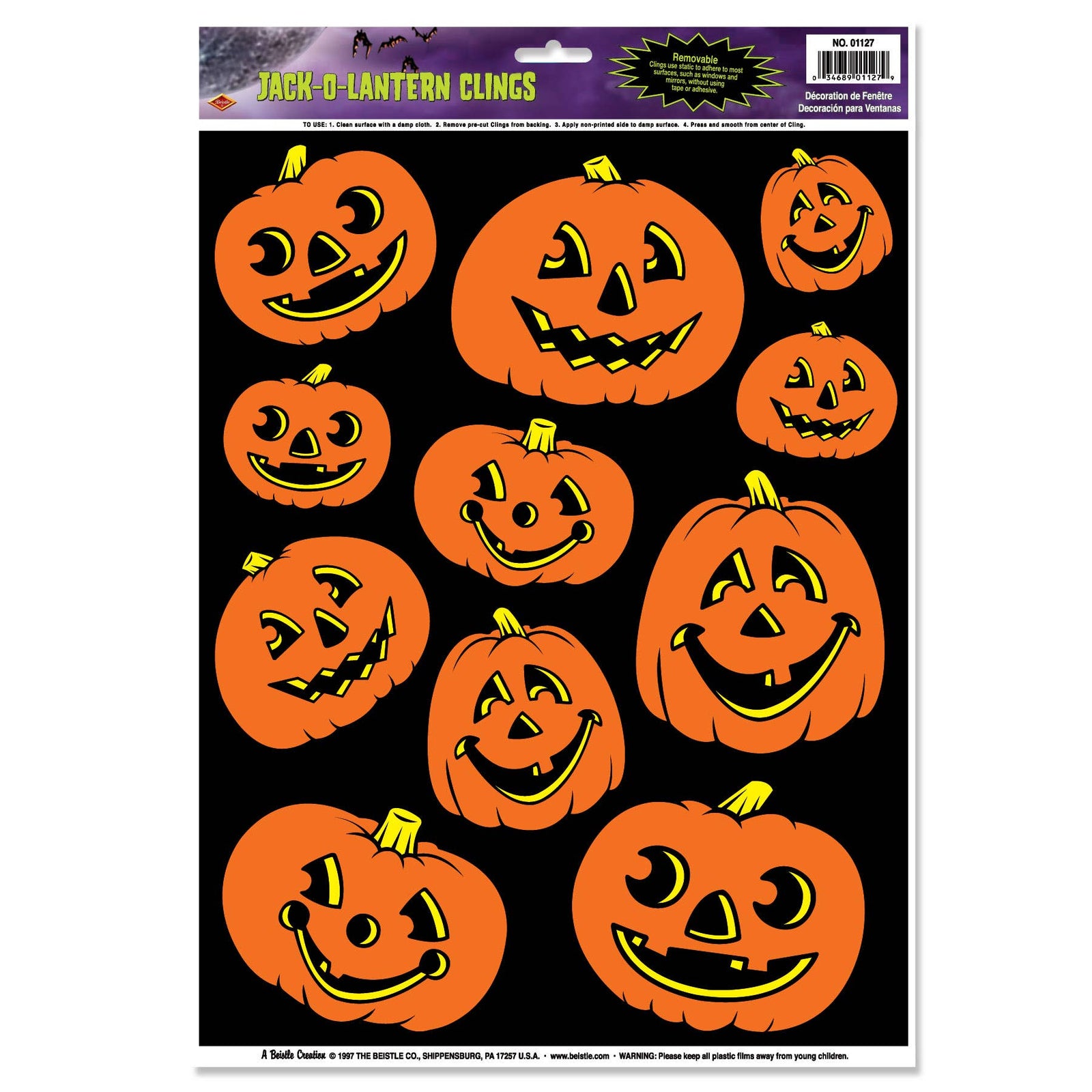 90s Halloween Jack-O-Lantern Clings