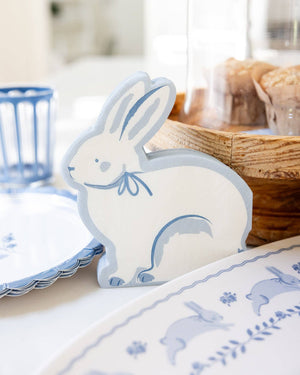Cream and Blue Bunny Shaped Dinner Napkin
