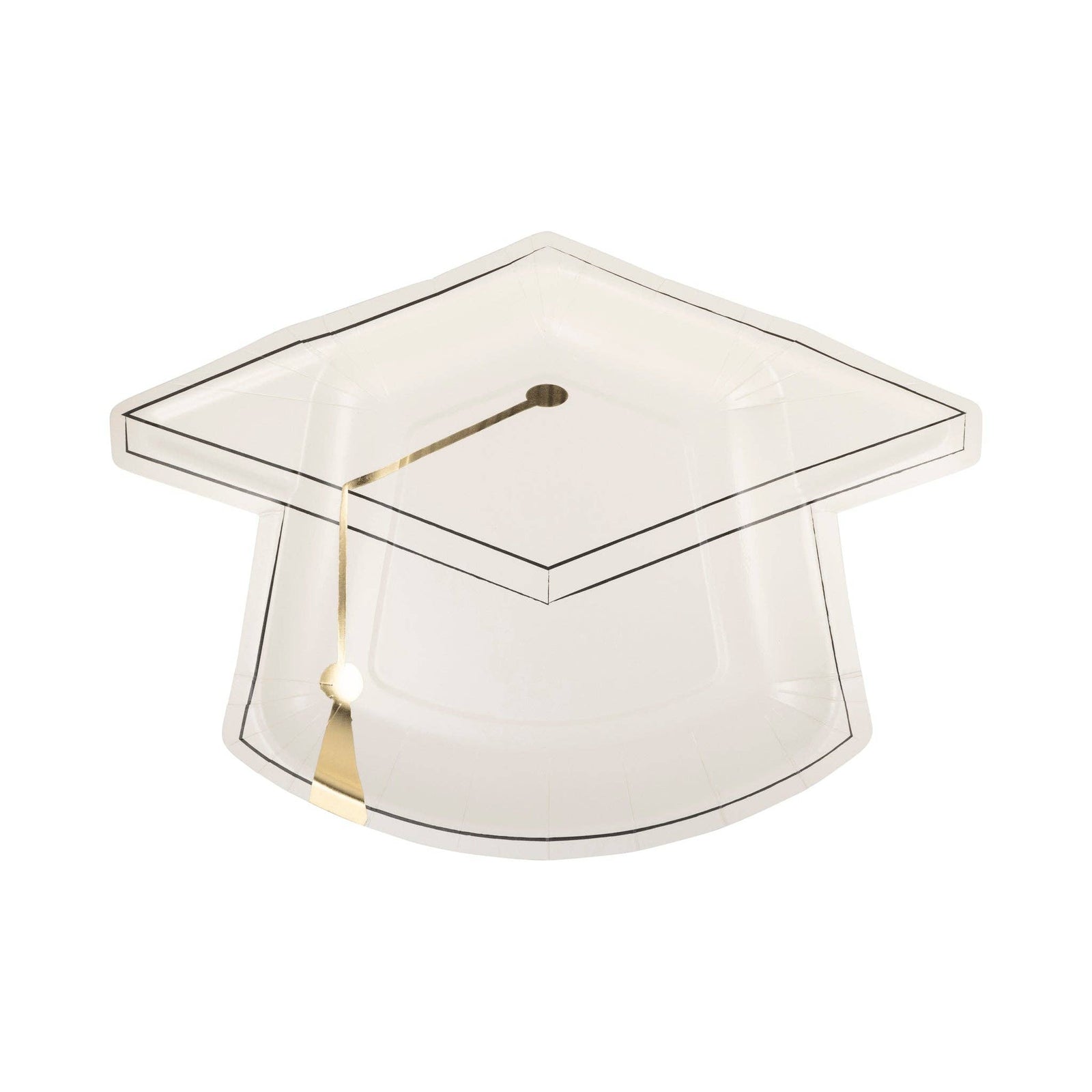 White Grad Cap Shaped Plate
