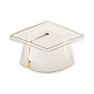 White Grad Cap Shaped Plate