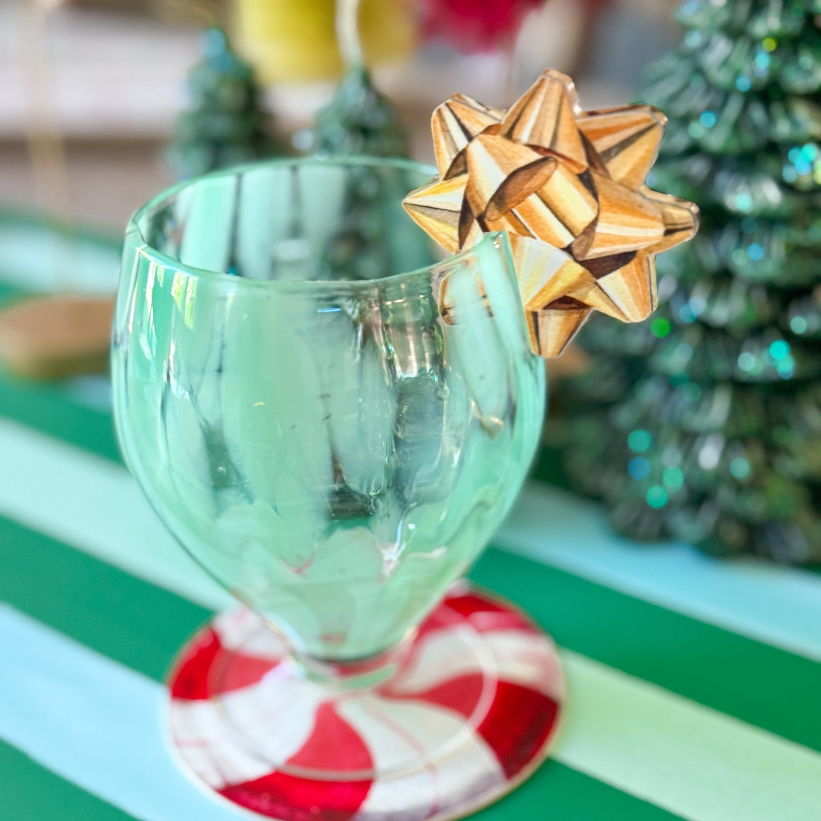 Gold Gift Bow Cocktail Charms