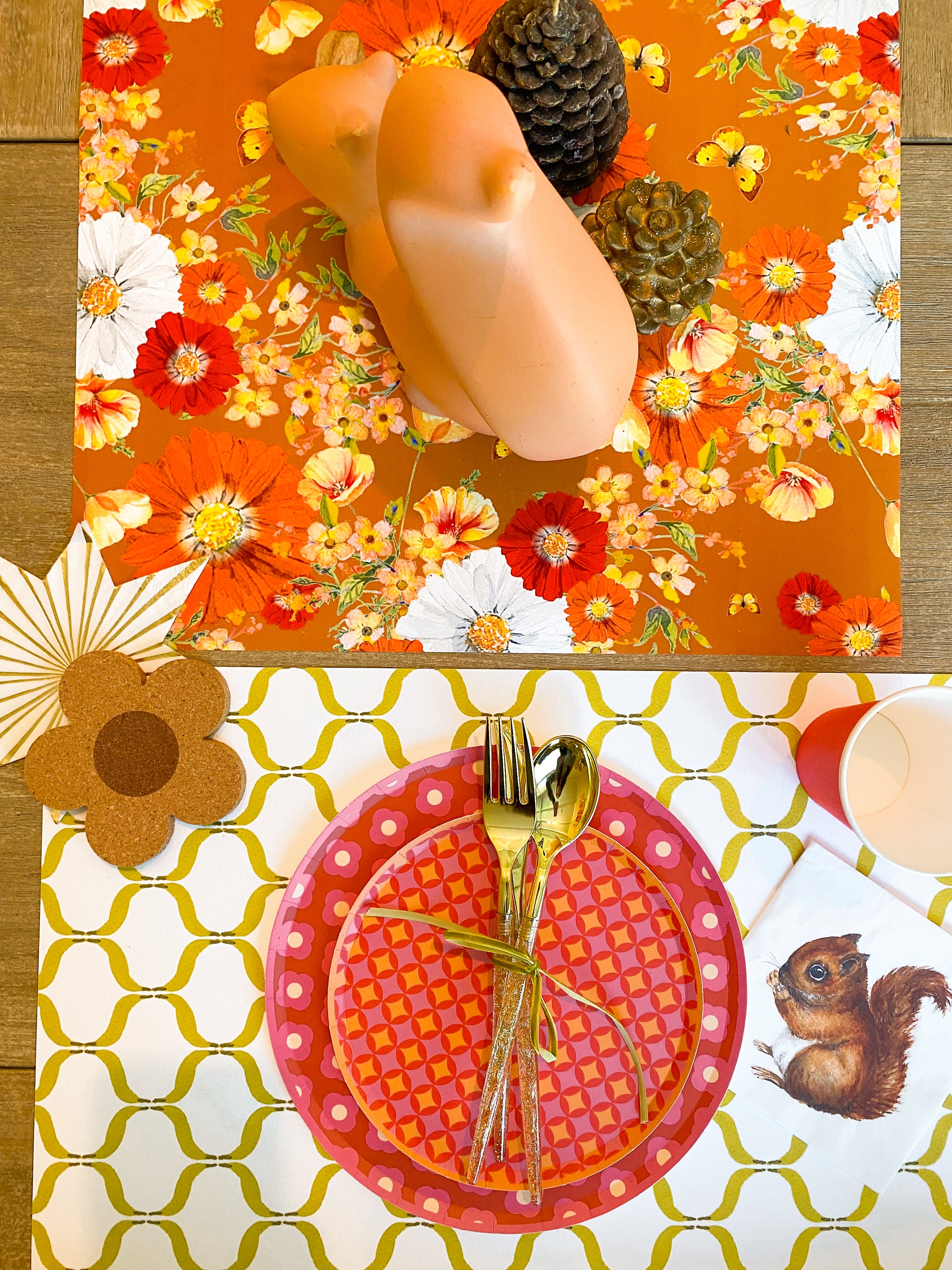 Retro Fall Floral Table Runner