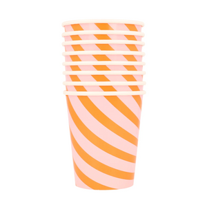 Pink and Orange Stripe Cups