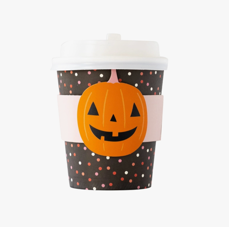 Black Pumpkin Dots Cozy To-Go Cups
