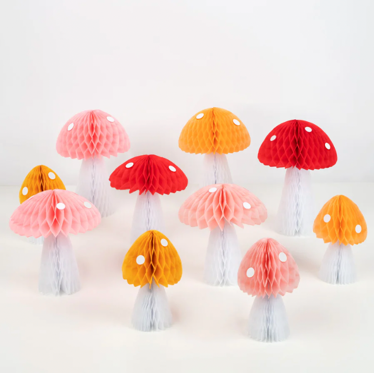 Honeycomb Mushroom Decorations (Set of 10)