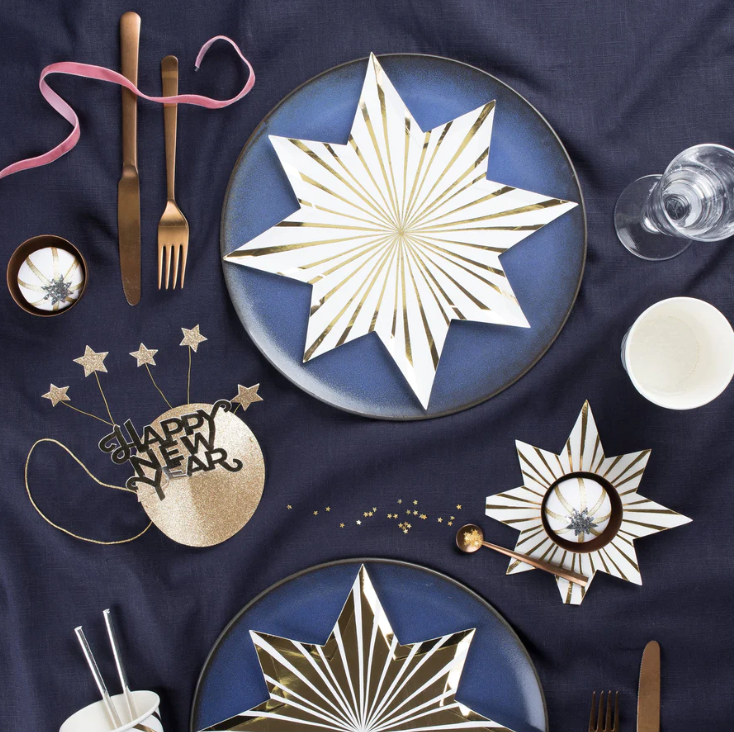 Gold Stripe Star Napkins