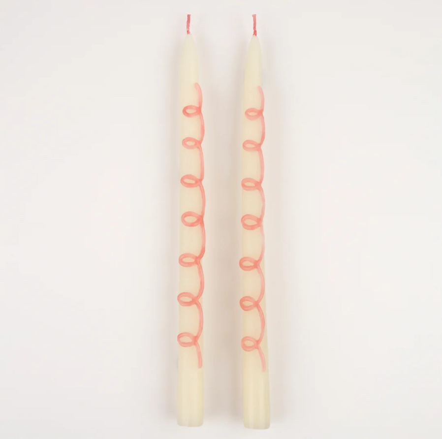 Pink Swirl Taper Candles