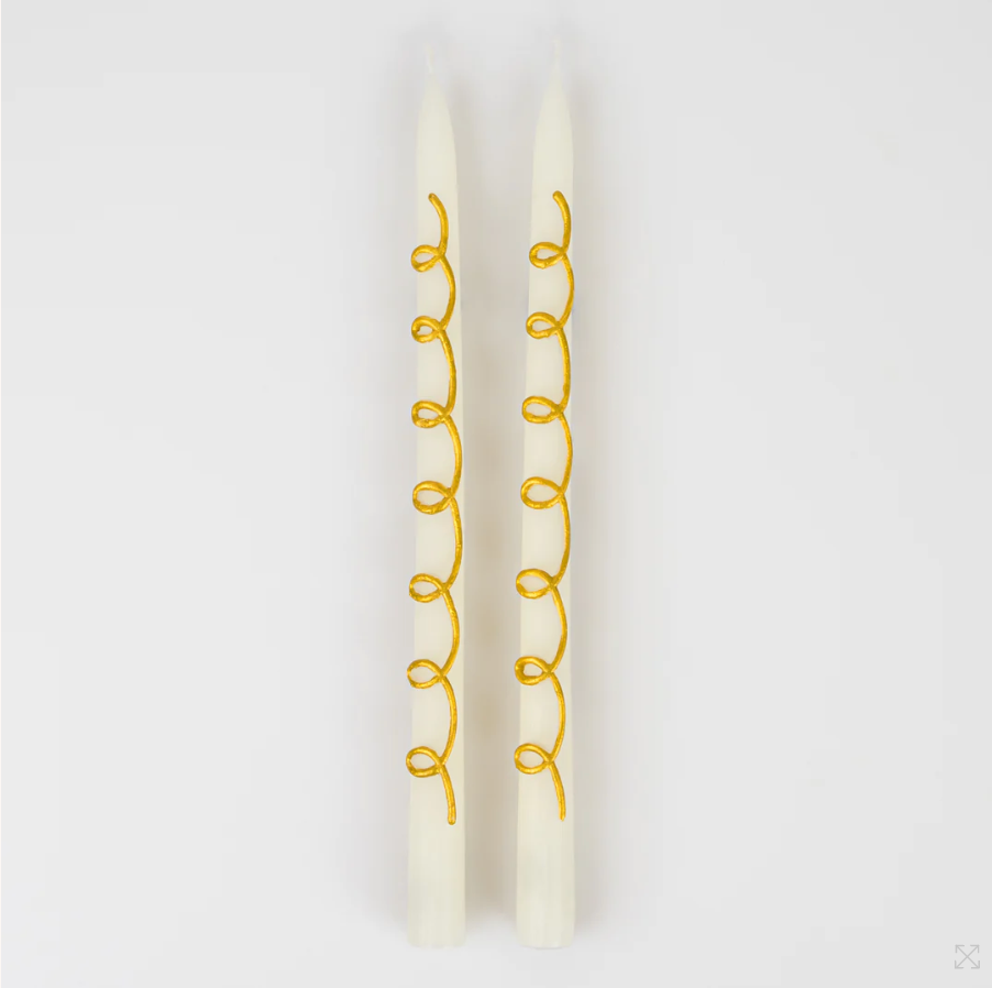 Gold Swirl Taper Candles