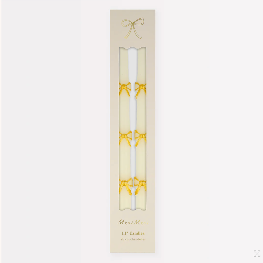 Gold Bow Taper Candles