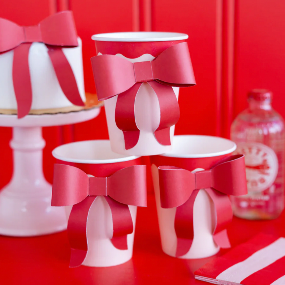 Red and Pink Bow Paper Cups