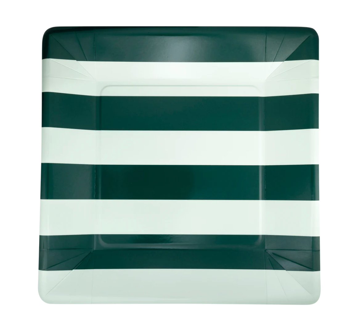 Green and Mint Striped 11" Plate