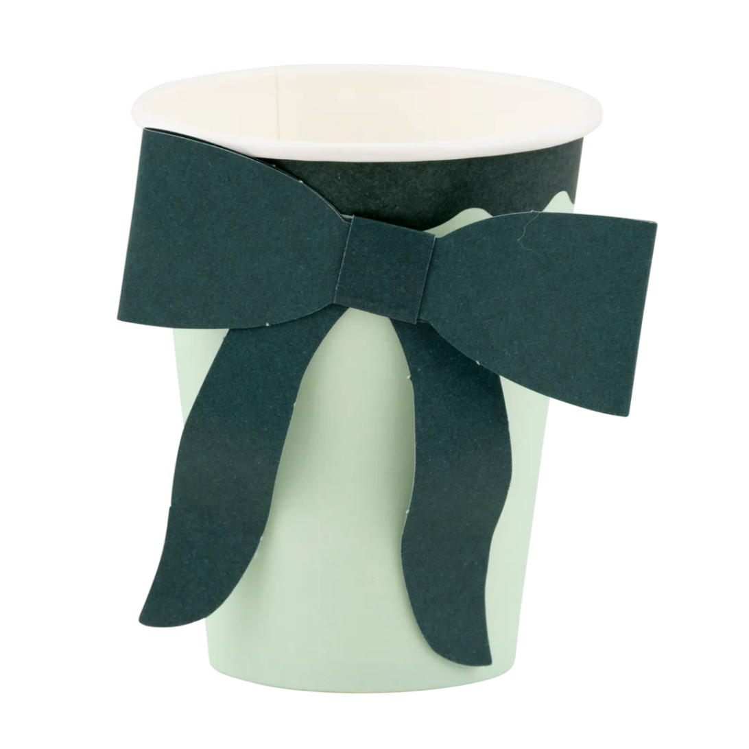 Mint and Green Bow Paper Cups