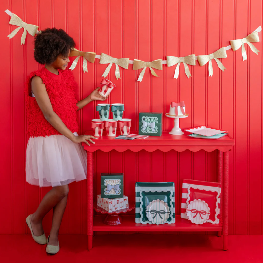 Gold Glitter Bow Banner