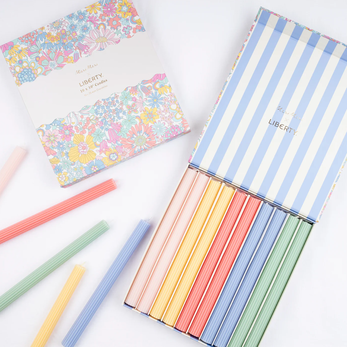 Meri Meri x Liberty Rainbow Garden Candle Gift Box (x10)