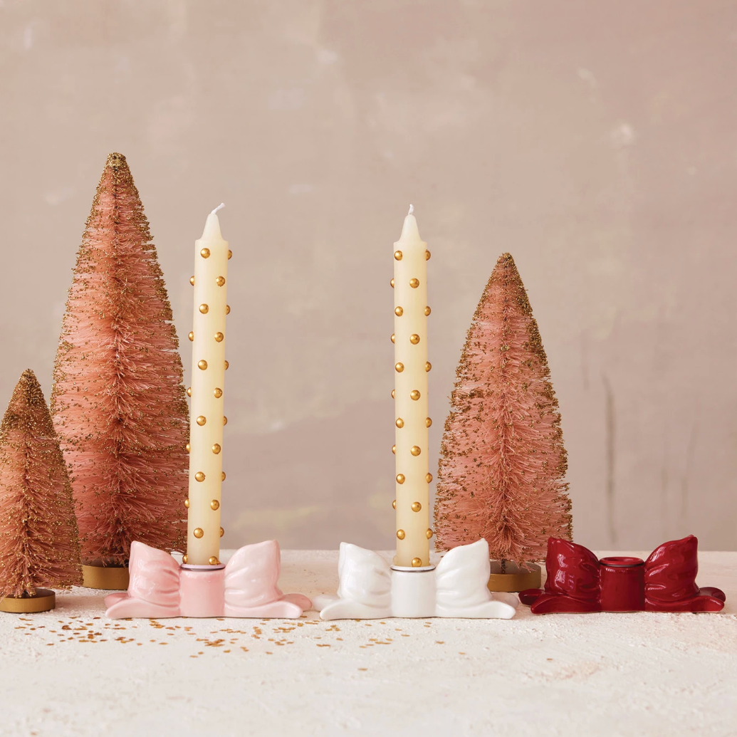 Stoneware Bow-Shaped Taper Holder (3 colors!)