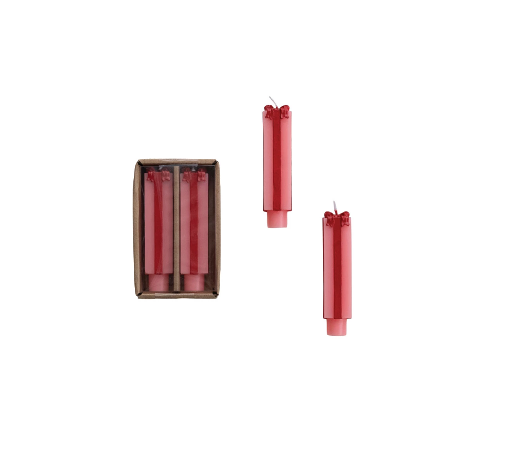 Pink and Red Present Taper Candles
