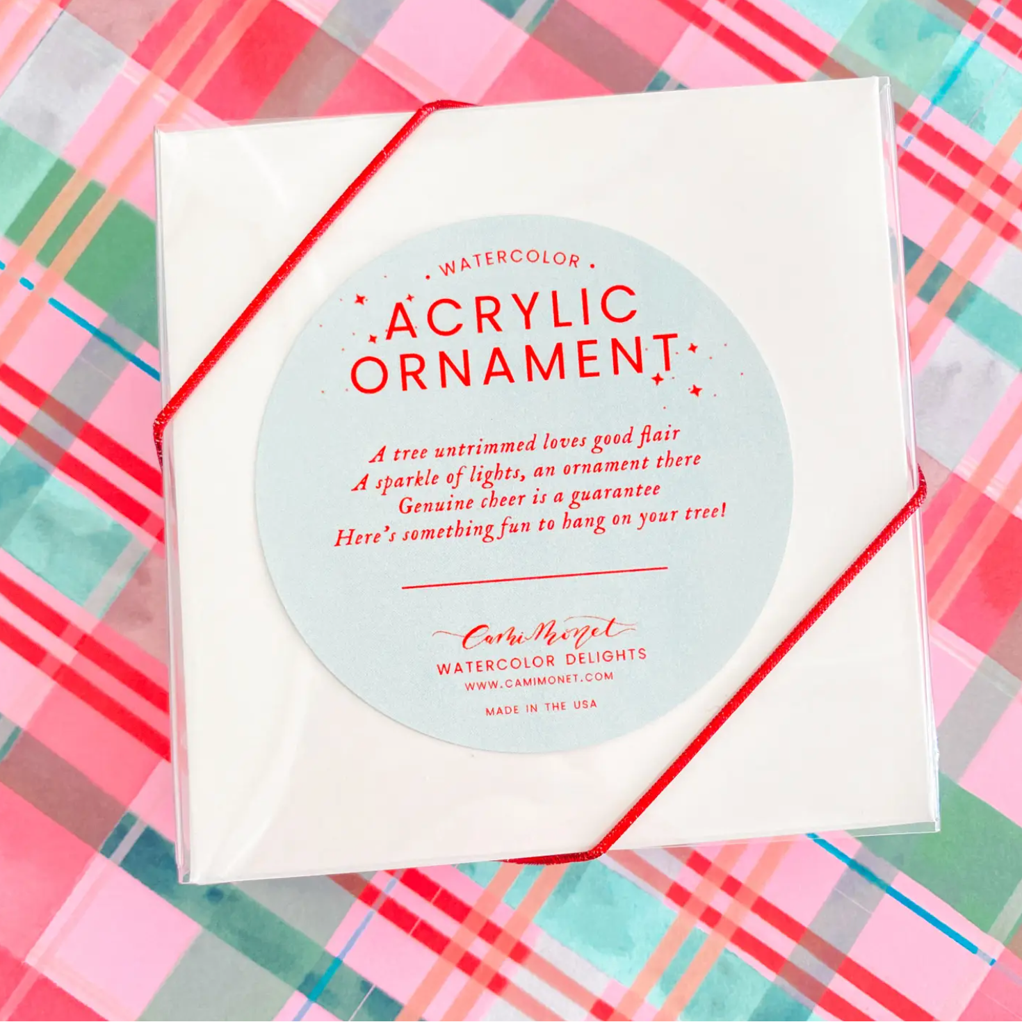 Watercolor Pickle Acrylic Christmas Ornament