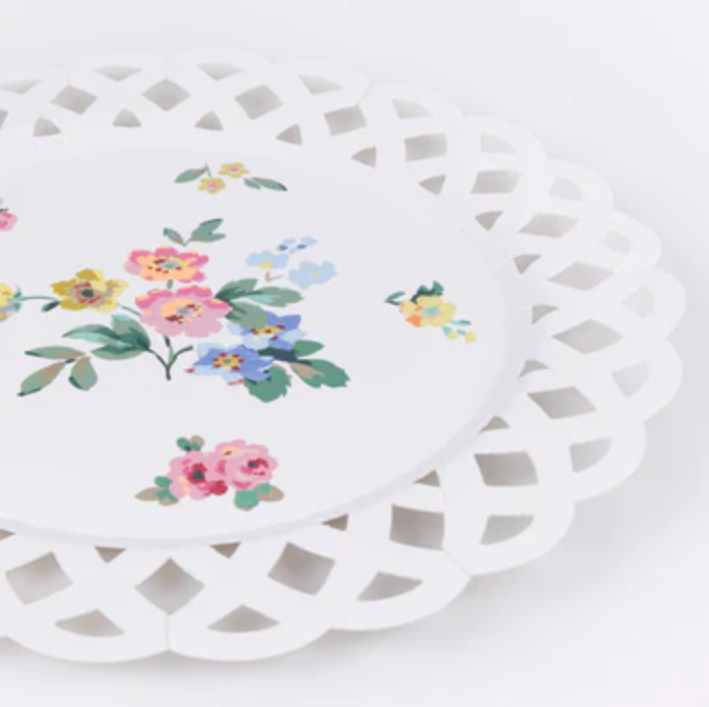 Basketweave Floral Dinner Plates
