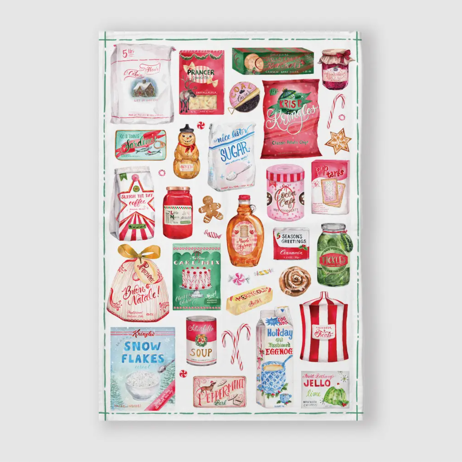 Santa's Pantry Christmas Tea Towel