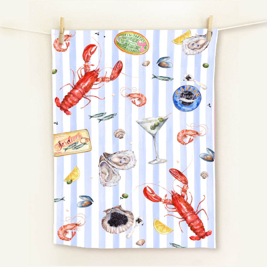 "A Toast to the Coast" Seafood Bake Tea Towel