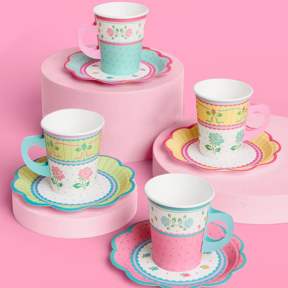 Tea Party Cups Saucers Set