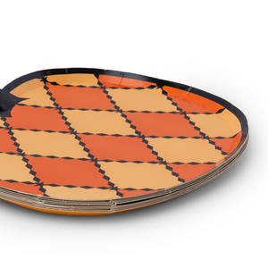 Vintage Halloween Harlequin Pumpkin Plates