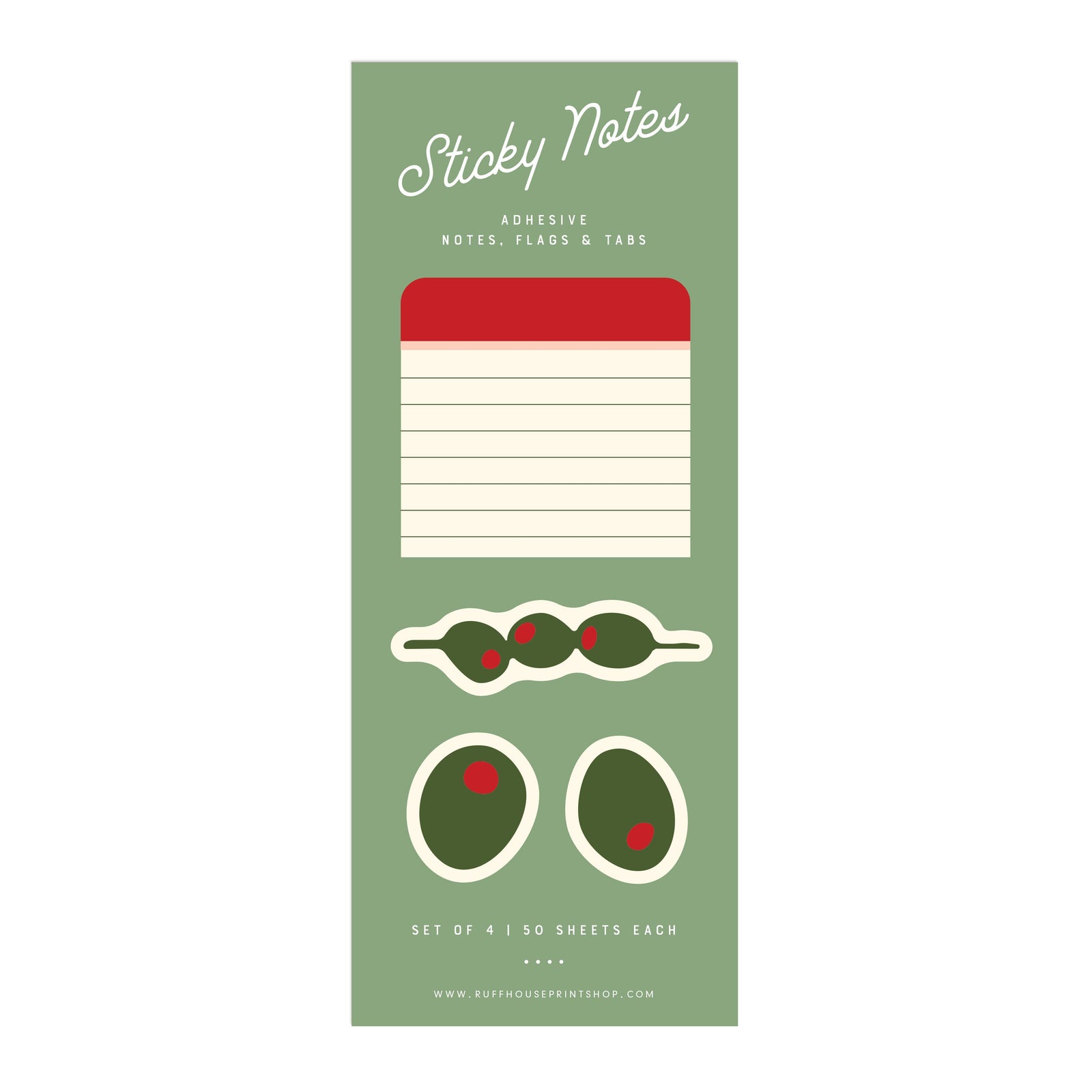Olive Sticky Note Set : Page Flags and Tabs