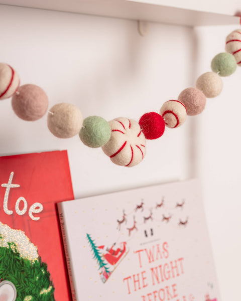 Peppermint Felt Ball Garland