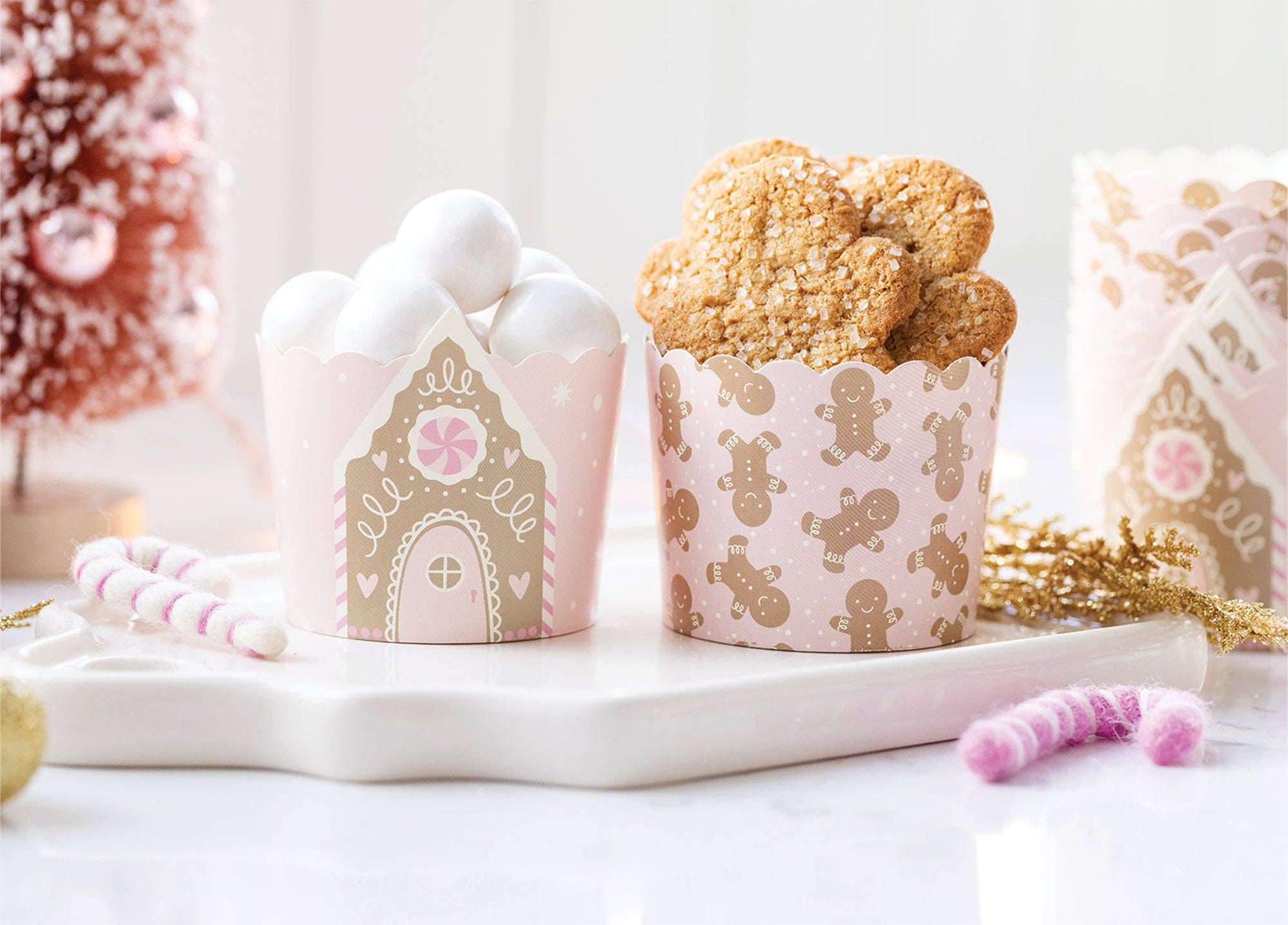 Pink Gingerbread House Baking Cups