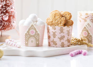 Pink Gingerbread House Baking Cups