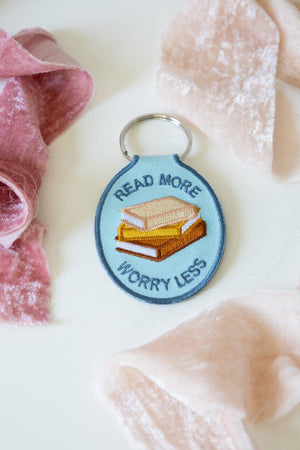 Read More, Worry Less Embroidered Keychain