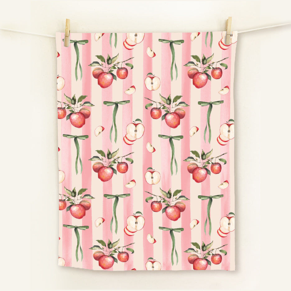 Apples and Bows Tea Towel