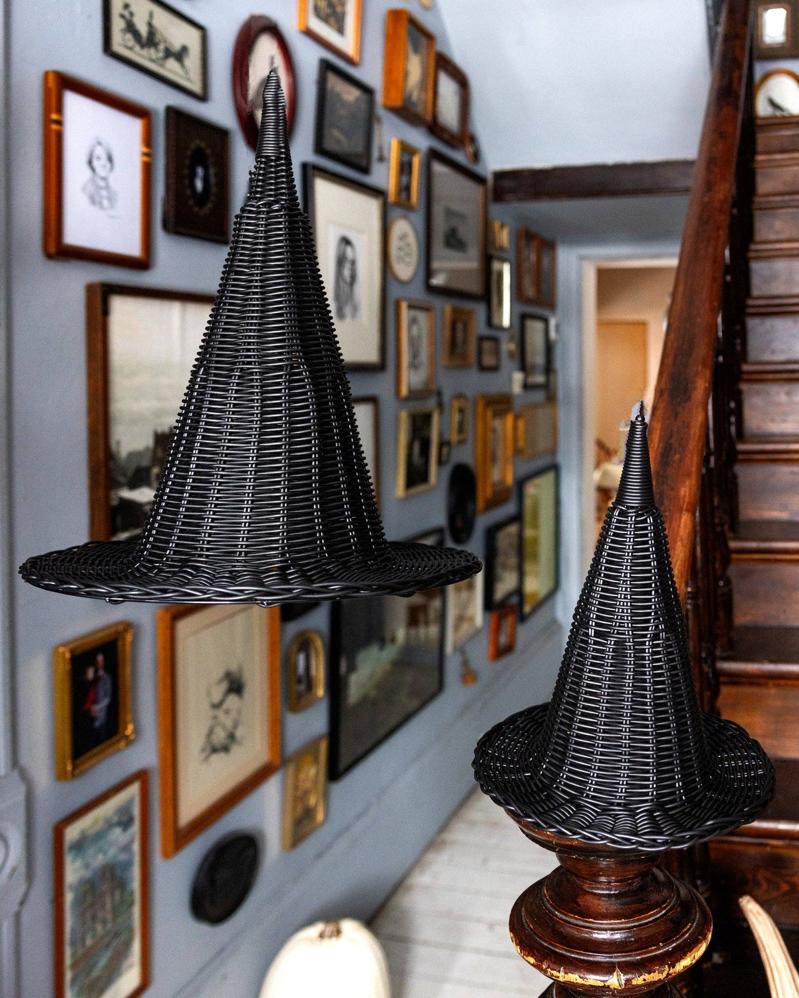 Faux Wicker Witch Hat 15"