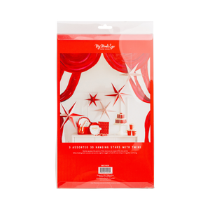 Red and Cream Hanging Christmas Star Set