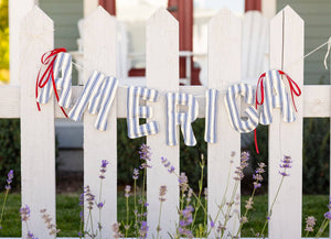 America Ticking Linen Puffy Banner