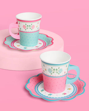 Tea Party Cups Saucers Set