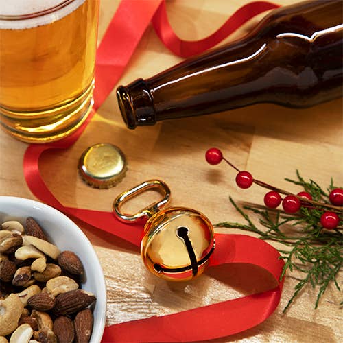 Jingle Bell Bottle Opener with Ribbon