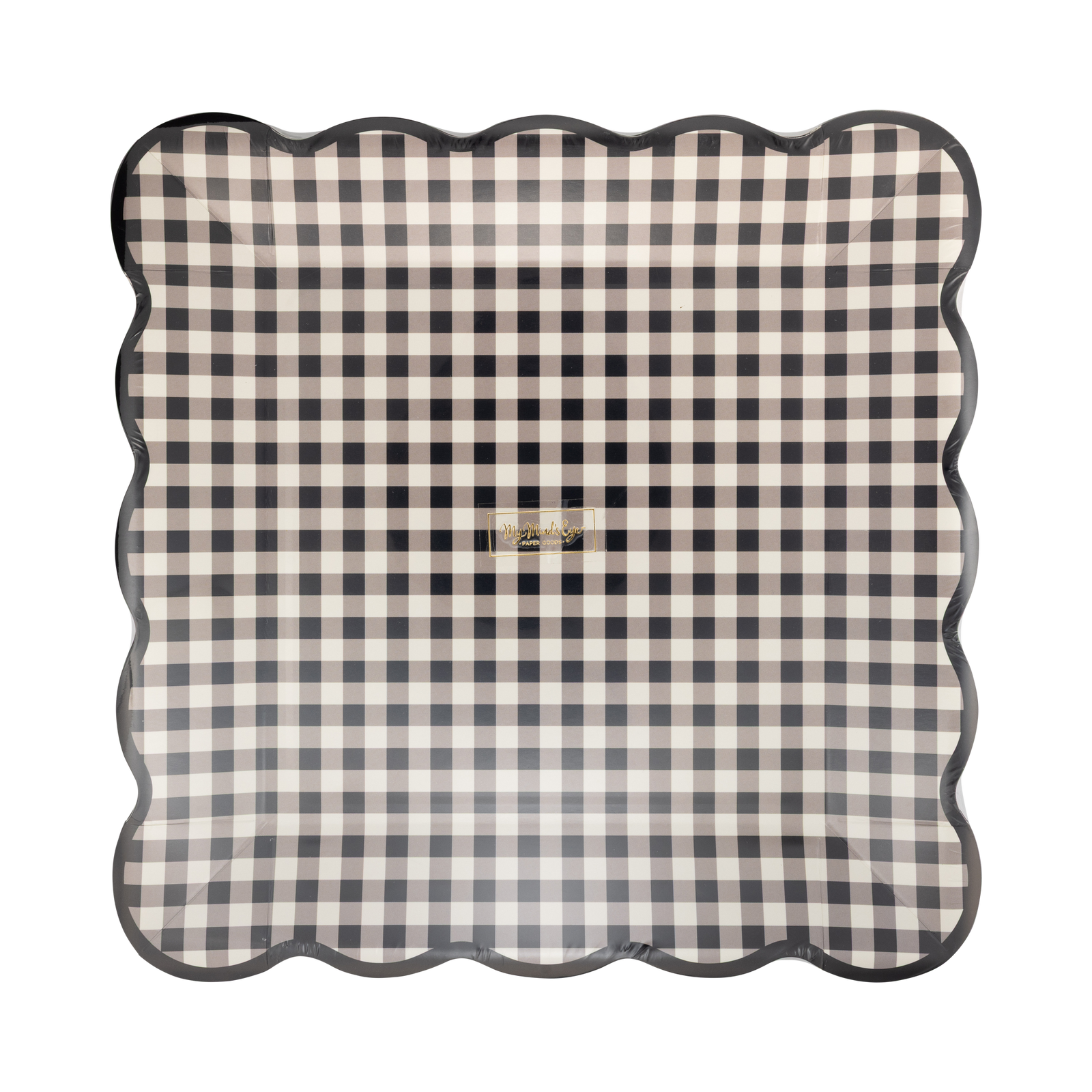Black Gingham Square Plates