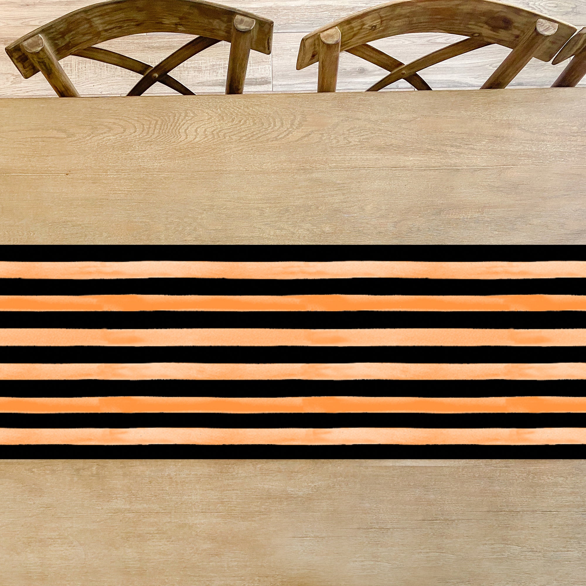 Orange and Black Painterly Stripes Table Runner