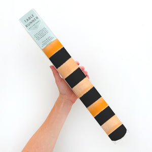 Orange and Black Painterly Stripes Table Runner