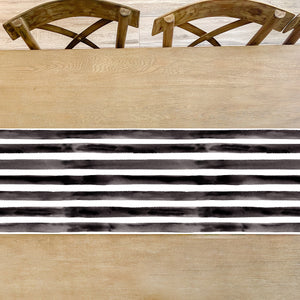Black and White Painterly Stripes Table Runner