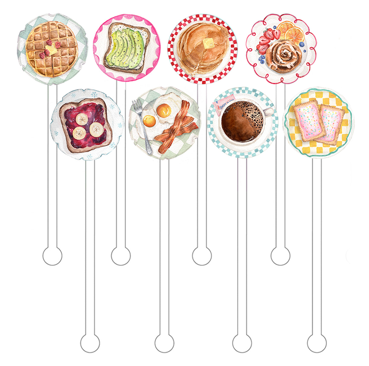 Breakfast Plates Stir Sticks