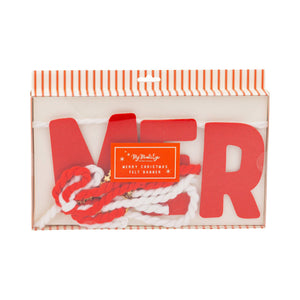 Thick Felt Merry Christmas Banner with Ribbon